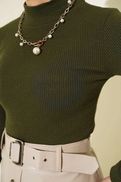 Yarım Balıkçı Fitilli Body Haki - Resim 4