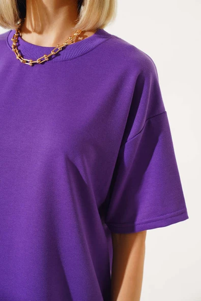 Oversize Basic T-shirt Mor - 4