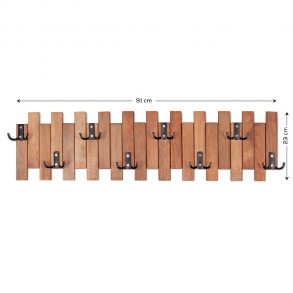 Ahşap Duvar Ve Kapı Askısı Elbise Askılık Çit Model 8 Askılı - 3