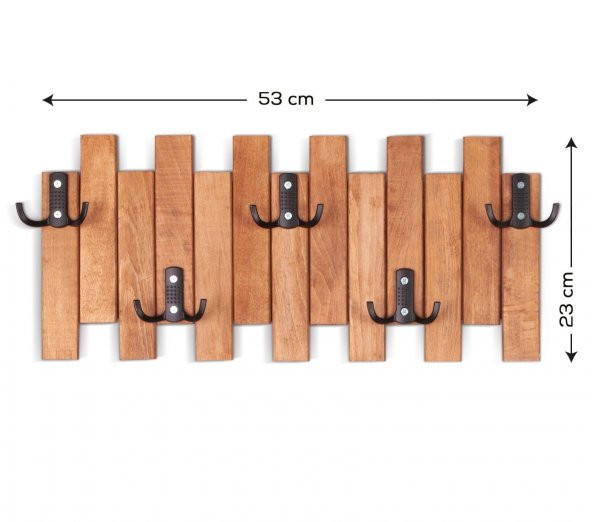 Ahşap Duvar Ve Kapı Askısı Elbise Askılık Çit Model 5 Askılı - 3