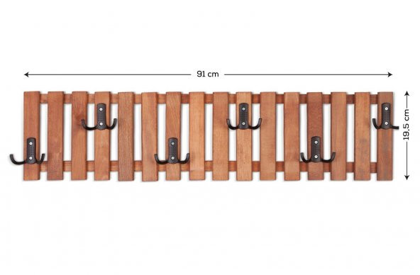 Ahşap Duvar Ve Kapı Askısı Elbise Askılık Düz Model 6 Askılı - 2