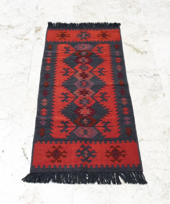 Shark Anatolia El Kilim Kurtağzı Gri Turuncu - 3