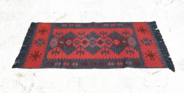 Shark Anatolia El Kilim Kurtağzı Gri Turuncu - 5