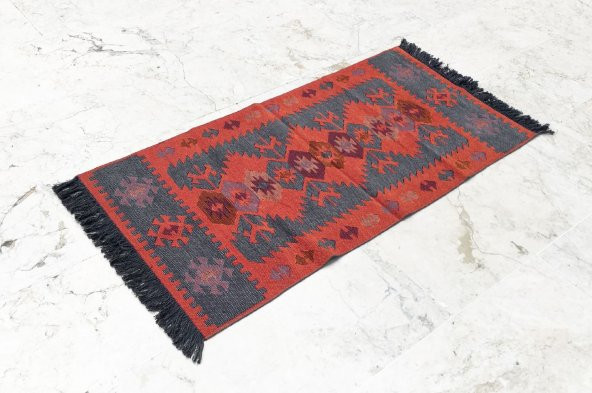 Shark Anatolia El Kilim Kurtağzı Gri Turuncu - 6