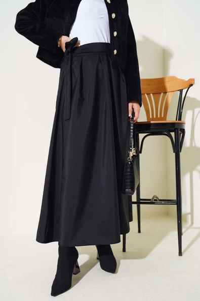 Bel Bağlamalı Çan Etek Siyah ürün görseli 1