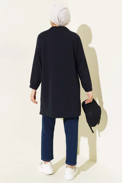 Dik Yaka Tunik Lacivert - Resim 3