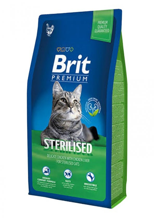 Brit Premium Adult Sterilised Tavuklu & Pirinçli Kısırlaştırılmış Yetişkin Kedi Maması 8 Kg