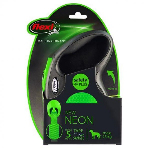 Flexi Neon Şerit Medium YEŞİL 5 Metre Otomatik Köpek Tasması