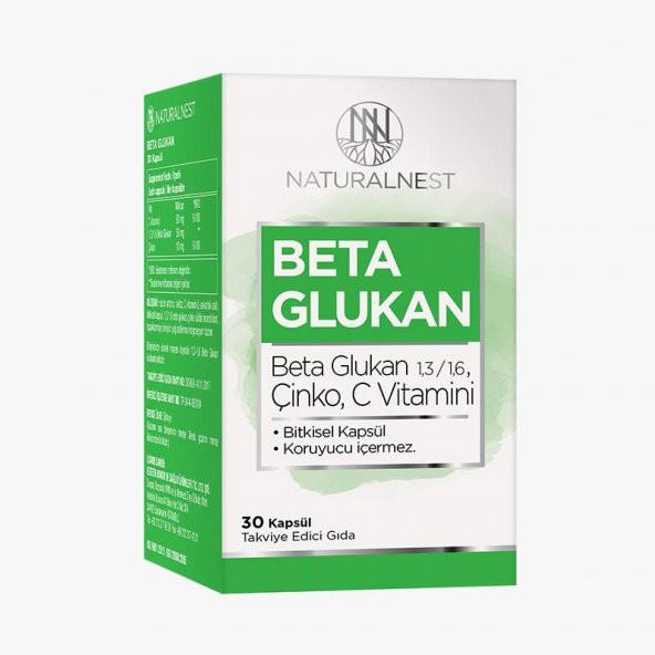Naturalnest Beta Glukan, Çinko, C Vitamini 30 Hard Kapsül
