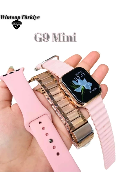 G9 Mini 41 Mm Amoled Ekran Akıllı Saat 3 Strap+Bracelet IPhone14/Pro/Promax Uyumlu