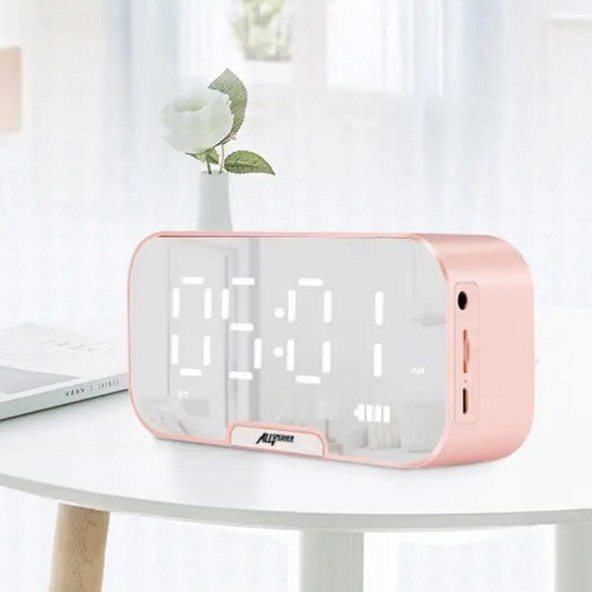 ALLY Q5 Bluetooth Hoparlör FM Radyo Dijital Masa Saati Alarm Uya - 12