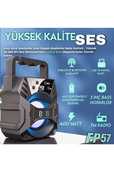 1057 Işıklı Bluetooth Hoparlör Taşınabilir Kablosuz Ses Bombası Speaker - 3