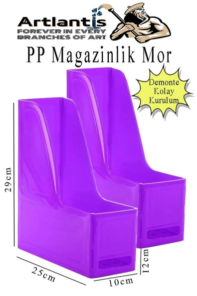 Mor Magazinlik Demonte Plastik 2 Adet Plastik Kutu Klasörü Magazinlik A4 Dosya ve Masa Düzenleyici Sınıf Ev Ofis