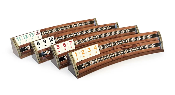 Helena Wood Art Mozaikli Oval Masif Okey Takımı Gül - 5