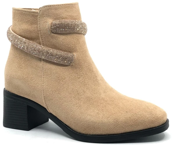Asya Bilek Şerit Taş Kemerli Kısa Topuklu Kadın Bot - Resim 6