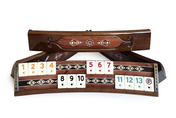 Helena Wood Art Mozaikli Oval Masif Okey Takımı Gül