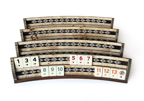 Helena Wood Art Mozaikli Oval Masif Okey Takımı Mazel - Resim 6