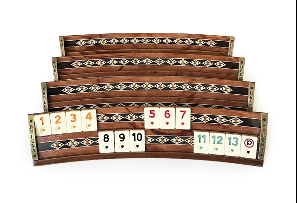 Helena Wood Art Mozaikli Oval Masif Okey Takımı Gül - 6