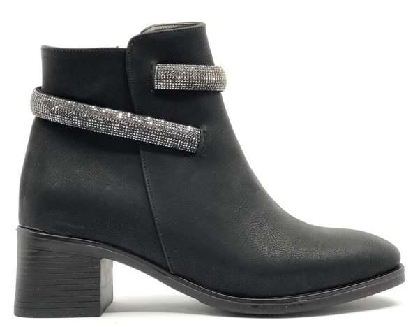 Asya Bilek Şerit Taş Kemerli Kısa Topuklu Kadın Bot - Resim 2