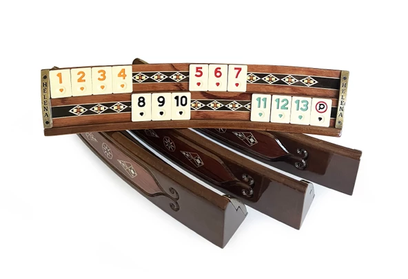 Helena Wood Art Mozaikli Oval Masif Okey Takımı Gül - 2