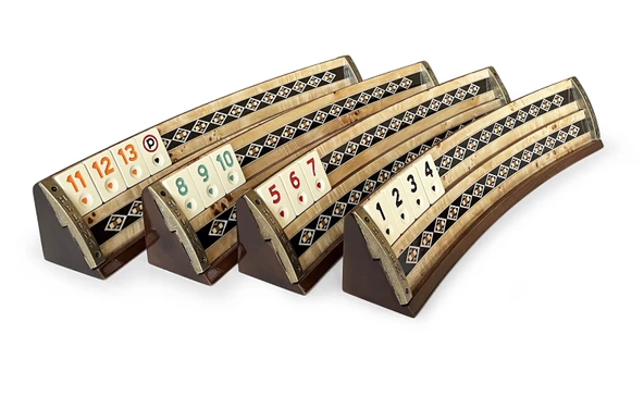 Helena Wood Art Mozaikli Oval Masif Okey Takımı Mazel - Resim 5