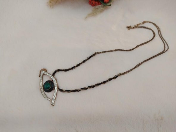 Hdmarketim Swarovski Yeşil Zümrüt Renk Herşeyi Gören Göz Kolye