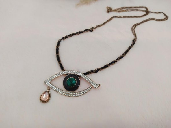Hdmarketim Swarovski Yeşil Zümrüt Renk Herşeyi Gören Göz Kolye - 2