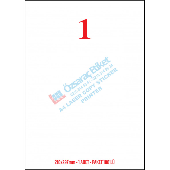 LAZER ETİKET 210MMX297MM