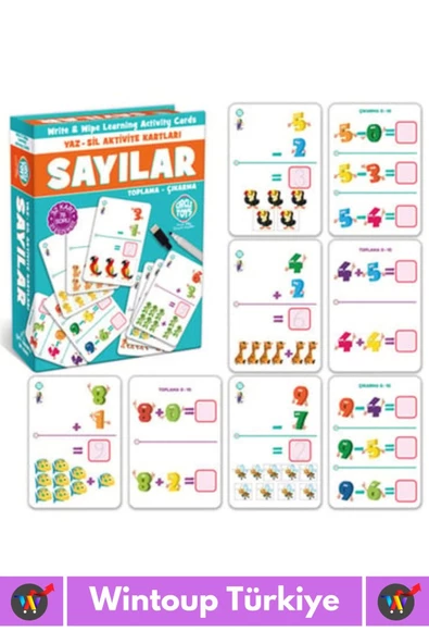 Premium Eğitici El Göz Koordinasyon Zeka Geliştirici Matematik Sayılar Yaz Sil Aktivite Kartları - Resim 3