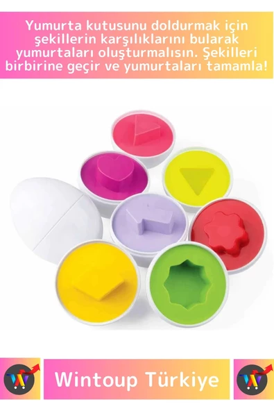 Premium Çocuk Eğitici El Göz Koordinasyonu Zeka Geliştirici 10'lu Geometrik Yumurta Eşleme Oyunu - Resim 2