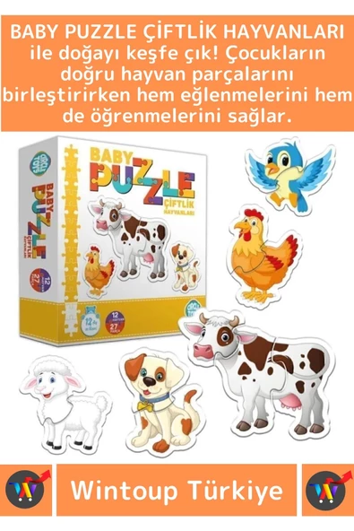 Premium Çocuk El Göz Koordinasyonu Zeka Geliştirici Eğitici Eğlenceli ÇİFTLİK HAYVANLARI Puzzle - Resim 2