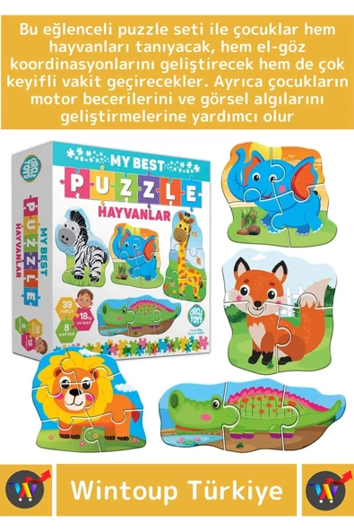 Premium Çocuk Zeka El Göz Koordinasyonu Geliştirici Eğitici Eğlenceli HAYVANLAR Puzzle Oyunu - Resim 2