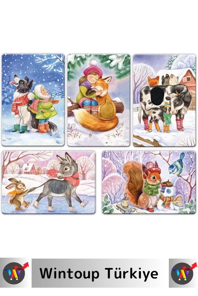 Premium Duyusal Gelişim Görsel Algı Eğlenceli Öğrenme Çocuk Kış Mevsim Tanıma Eğitim Kartları - Resim 3