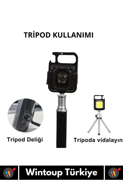 Premium USB Şarjlı 3 Mod Açacaklı El Feneri Mıknatıslı 1000 Lümen Cep Boy LED Anahtarlık - 5