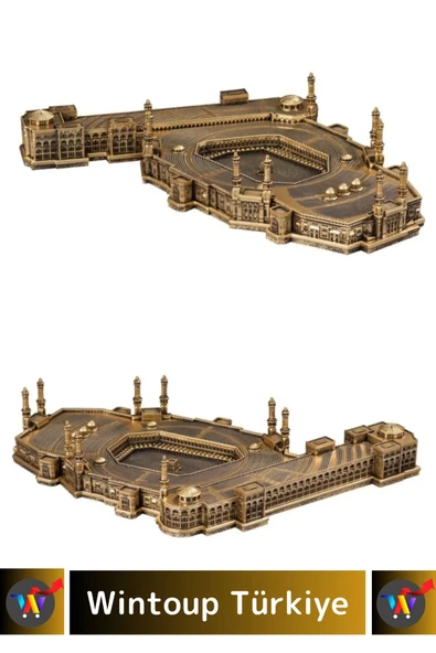 Premium Üretim Özel Kutulu Antik Altın Sarı Renk Mescid-i Haram Hediyelik Dekoratif Biblo - 2