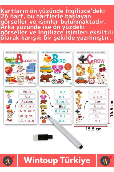 Premium Eğitici Zeka El Göz Koordinasyonu Geliştirici Matematik İngilizce Alfabe Oyun Kartları - Resim 2