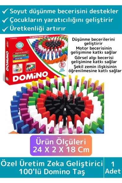 Premium Eğitici El Göz Koordinasyonu Zeka Üretkenlik Merak Keşif Geliştirici 100'lü Domino Taş ürün görseli