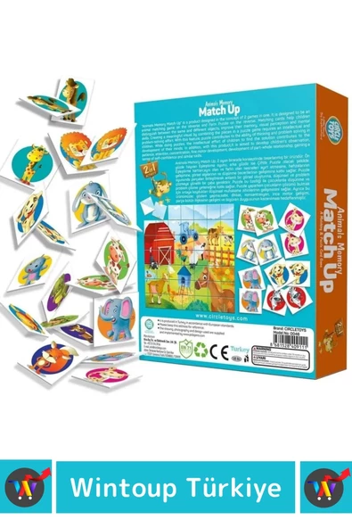 Premium Eğitici Zeka Geliştirici Çocuk El Göz Koordinasyonu Animals Memory Match Up Oyun - Resim 3