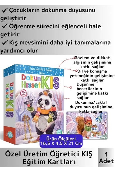 Premium Duyusal Gelişim Görsel Algı Eğlenceli Öğrenme Çocuk Kış Mevsim Tanıma Eğitim Kartları ürün görseli