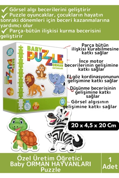Premium Çocuk Zeka El Göz Koordinasyonu Geliştirici Eğitici Eğlenceli BABY PUZZLE ORMAN HAYVANLARI
