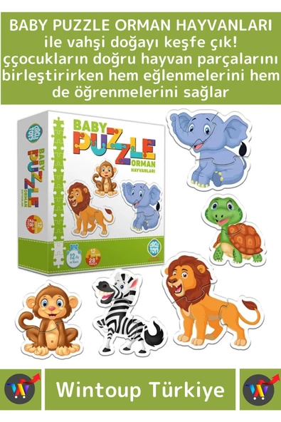 Premium Çocuk Zeka El Göz Koordinasyonu Geliştirici Eğitici Eğlenceli BABY PUZZLE ORMAN HAYVANLARI - Resim 2