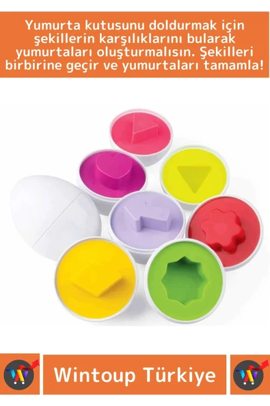 Premium Çocuk Eğitici El Göz Koordinasyonu Zeka Geliştirici 15'li Geometrik Yumurta Eşleme Oyunu - Resim 2