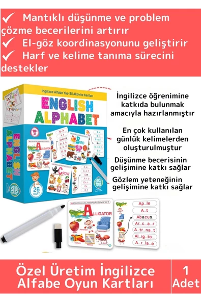 Premium Eğitici Zeka El Göz Koordinasyonu Geliştirici Matematik İngilizce Alfabe Oyun Kartları ürün görseli