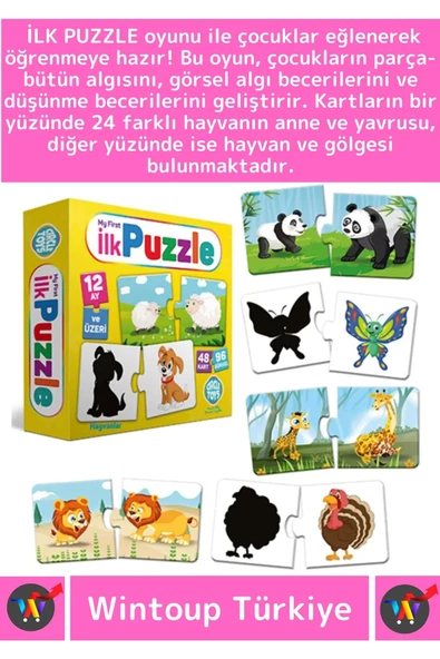 Premium Çocuk Zeka El Göz Koordinasyonu Geliştirici Eğitici Öğretici Eğlenceli 48 Parça İLK PUZZLE - Resim 2