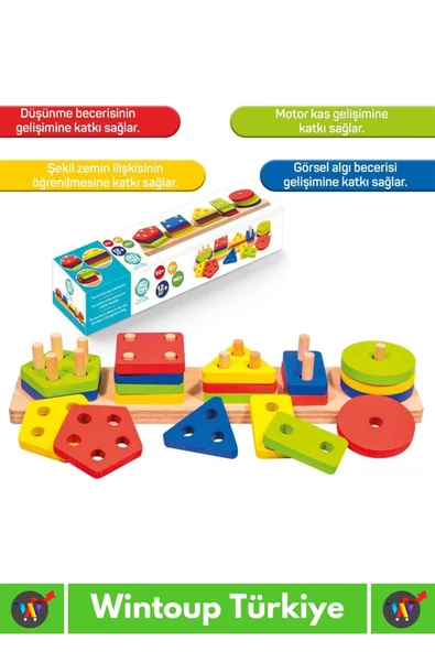 Premium Zeka Geliştirici Eğitici Öğretici Kişisel Gelişim Çocuk Ahşap 20+1 Geometrik Şekiller Oyunu - Resim 2