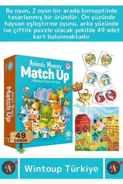 Premium Eğitici Zeka Geliştirici Çocuk El Göz Koordinasyonu Animals Memory Match Up Oyun - Resim 2