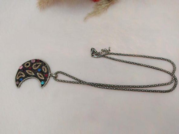 Hdmarketim Swarovski Taşlı Moda Tasarım Ay Model Kolye - 2
