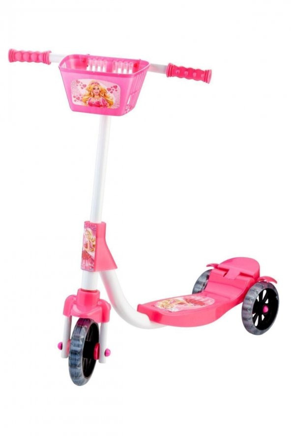 Beren Şeffaf Silikon Tekerlekli Frenli Barbie Figürlü Kız Çocuk Scooter