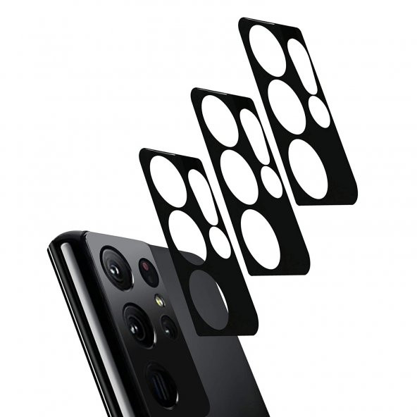 Samsung Galaxy S21 Ultra Kamera Lens Koruyucu 3D Cam Siyah - 2