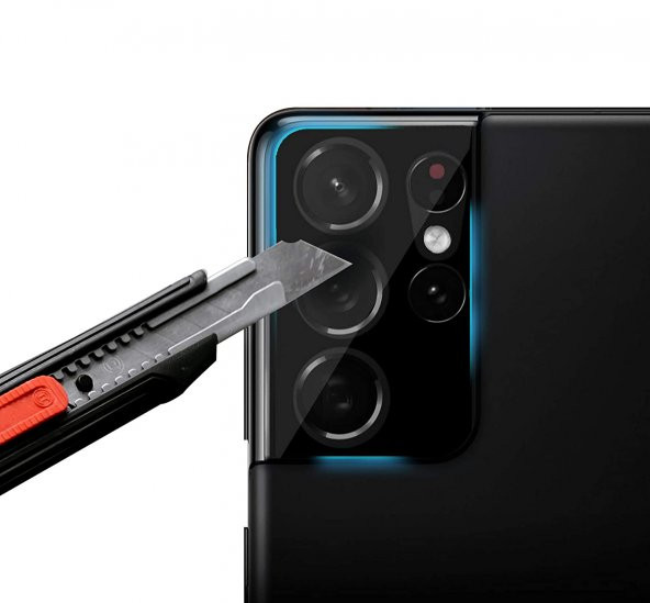 Samsung Galaxy S21 Ultra Kamera Lens Koruyucu 3D Cam Siyah - 3